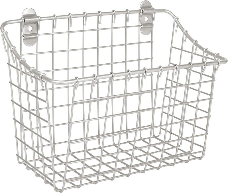 Spectrum Diversified Vintage Large Cabinet & Wall-Mounted Basket for Storage & Organization Rustic Farmhouse Decor, Sturdy Steel Wire Storage Bin, Industrial Gray Sporting Goods > Outdoor Recreation > Fishing > Fishing Rods Firemall LLC Silver Pack of 1 Large