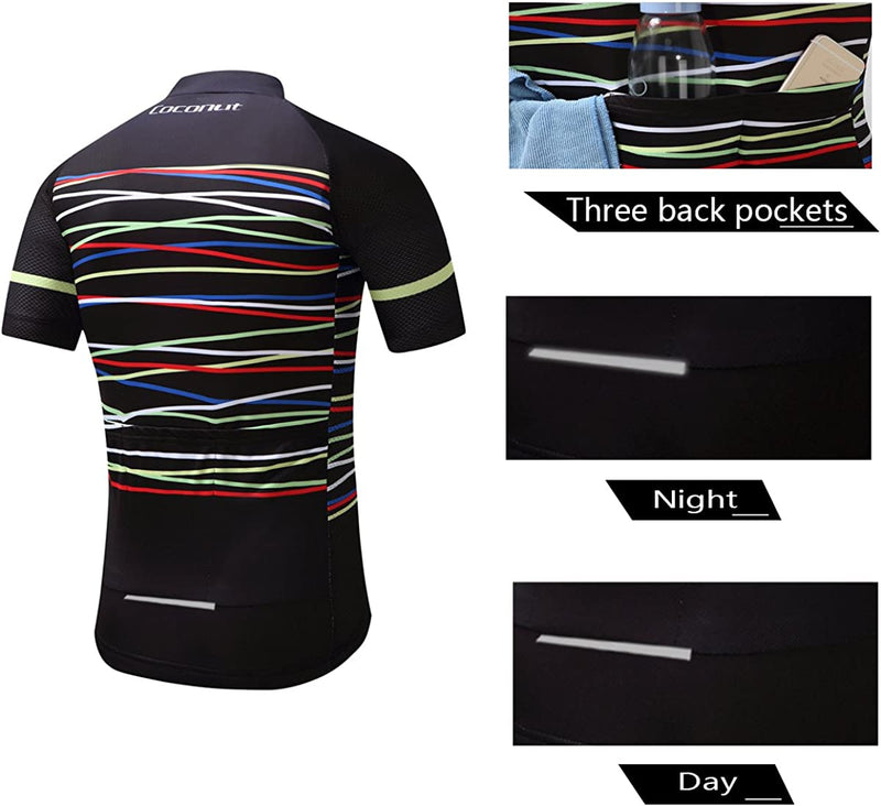 Coconut Ropamo CR Mens Cycling Jersey Short Sleeve Road Bike Shirt with 3+1 Zipper Pockets Breathable Quick Dry
