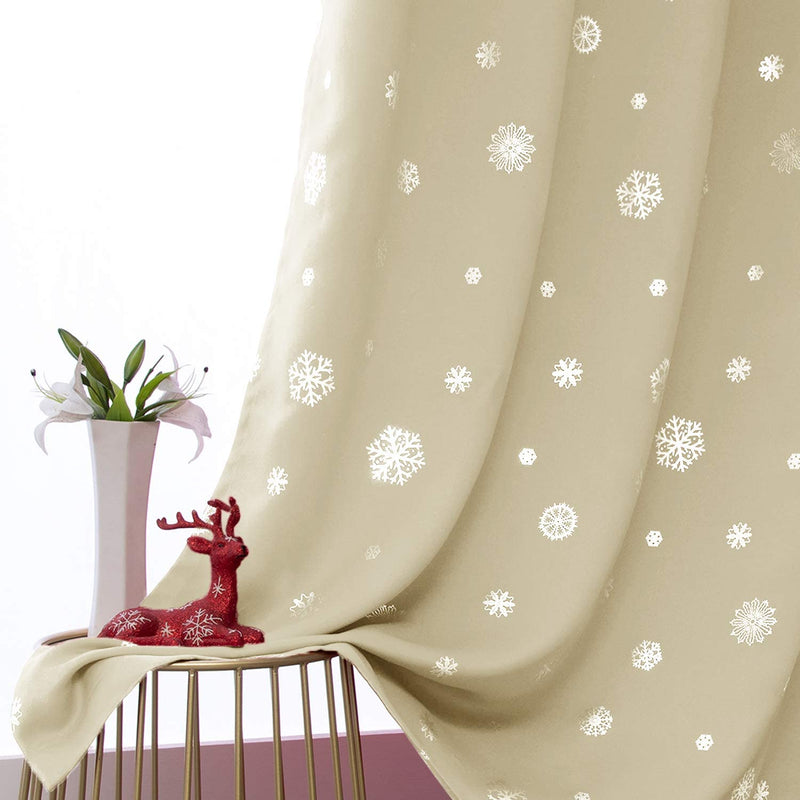 LORDTEX Snowflake Foil Print Christmas Curtains for Living Room and Bedroom - Thermal Insulated Blackout Curtains, Noise Reducing Window Drapes, 52 X 63 Inches Long, Dark Grey, Set of 2 Curtain Panels Home & Garden > Decor > Window Treatments > Curtains & Drapes LORDTEX Cream 52 x 84 inch 