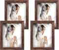 Q.Hou 8X10 Picture Frame Wood Patten Rustic Brown Photo Frames Packs 4 with High Difinition Glass for Tabletop or Wall Decor (QH-PF8X10-BR) Home & Garden > Decor > Picture Frames Q.Hou Rustic Brown 8x10 
