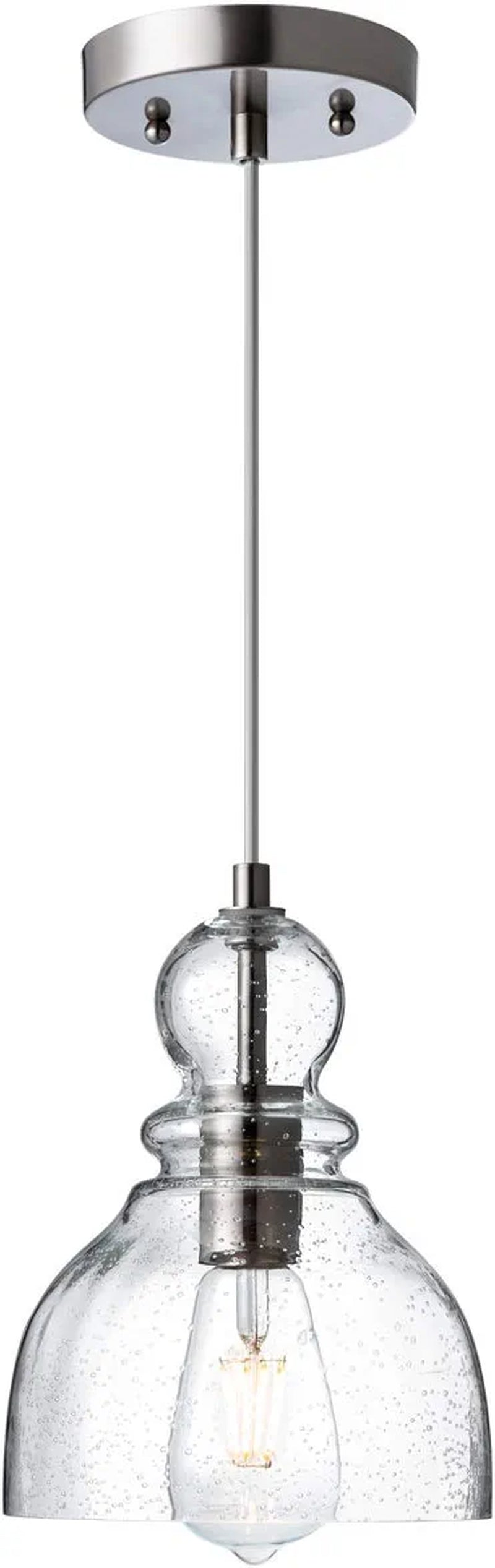 LANROS Farmhouse Kitchen Pendant Lighting with Handblown Clear Seeded Glass Shade, Adjustable Cord Mini Ceiling Light Fixture for Kitchen Island Sink, Matte Black Finish, 7Inch, 1 Pack Home & Garden > Lighting > Lighting Fixtures DONGLAIMEI Brushed Nickle 7inch 