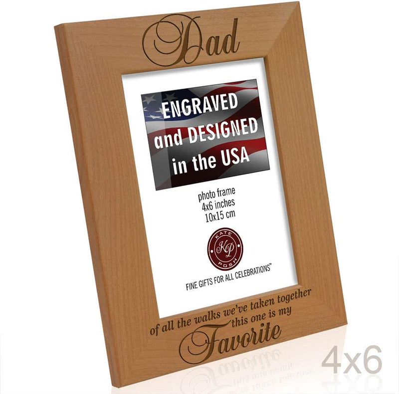 KATE POSH Dad of All the Walks We'Ve Taken Together This One Is My Favorite. Engraved Natural Wood Picture Frame, Father of the Bride Wedding Gifts, Thank You Dad, Best Dad Ever (4X6-Vertical) Home & Garden > Decor > Picture Frames KATE POSH   