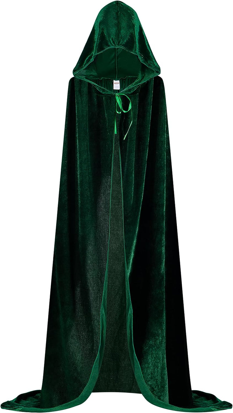 Spooktacular Creations Long Hooded Cloak Velvet Cloak Halloween Women Witch Cape Costume Accessory  Spooktacular Creations Green  