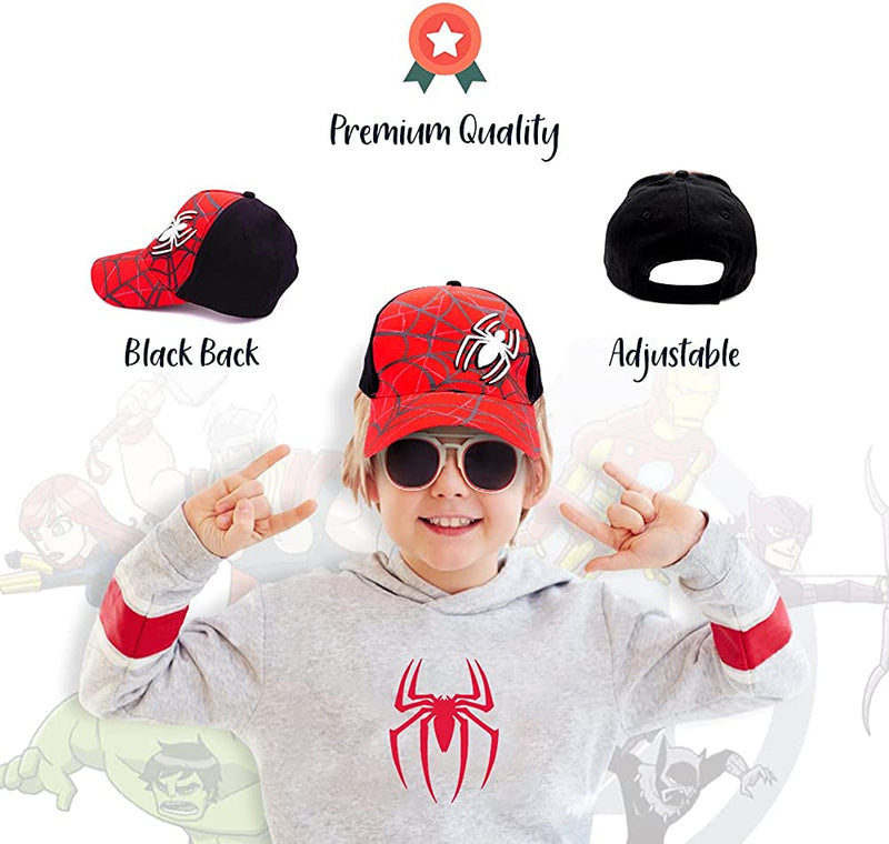 Marvel Spiderman Hat for Boys, Breathable Spiderman Baseball Cap for Toddlers, Boys Ages 3-9