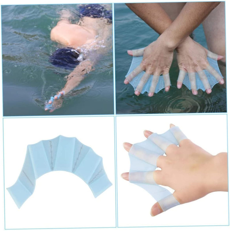 1 Pair Silicone Swimming Hand Fins Flippers Palm Finger Webbed Gloves Paddle, Silicone Swimming Hand Fins, Silicone Webbed Gloves Paddle, M Size Sporting Goods > Outdoor Recreation > Boating & Water Sports > Swimming > Swim Gloves Jorzer   