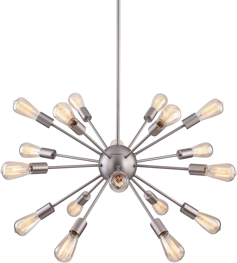 Mirrea Vintage Metal Large Dimmable Sputnik Chandelier with 18 Lights (Brushed Brass) Home & Garden > Lighting > Lighting Fixtures > Chandeliers mirrea home Brushed Nickel  