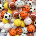 Sports Silicone Beads 15Mm Baseball Softball Football round Silicone Beads Soccer Basketball Volleyball Silicone Accessory Kit for Keychain Making Bracelet Necklace Handmade Crafts-60Pcs Sporting Goods > Outdoor Recreation > Winter Sports & Activities DNCHGOYA Sports Color  
