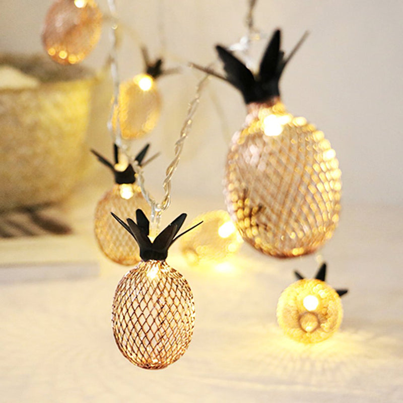 LED String Lights Pineapple String Lights Pineapple Room Decoration Lights Wedding Holiday Battery String Lights Suitable for Valentine'S Day Party Bedroom Decoration Home & Garden > Decor > Seasonal & Holiday Decorations EOTIA   