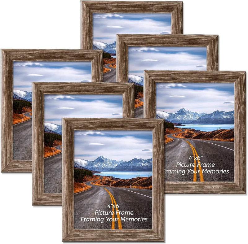 Decowald 8X10 Picture Frames Rustic with High Definition Glass, Distressed Wood Pattern Frame for Tabletop Display and Wall Mounting, Home Decorative Photo Frames, Set of 6, White Home & Garden > Decor > Picture Frames Decowald Grey 4x6 