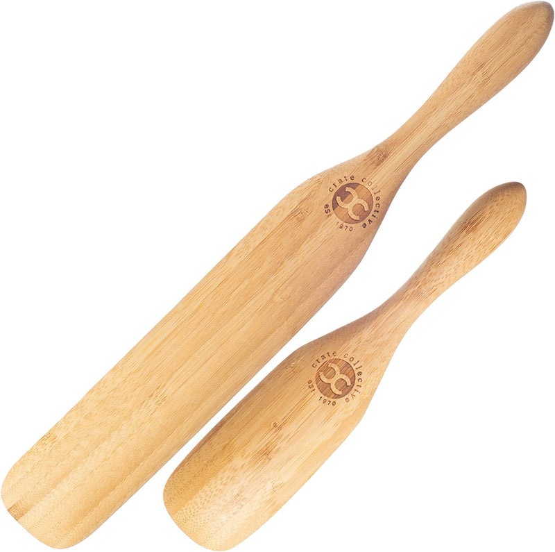 Crate Collective the Original 4-Piece Bamboo Spurtle Set - Wooden Cooking Spoon Utensils for Stirring, Serving, Mixing, Whisking, Whipping, Flipping Food - Non-Scratching, Eco-Conscious Kitchen Tools Home & Garden > Kitchen & Dining > Kitchen Tools & Utensils Crate Collective 2 Piece Spurtle Set  