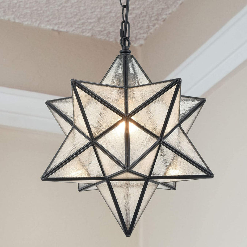 14'' Moravian Star Pendant Light Seeded Glass Star Lights with Hanging Chain Home & Garden > Lighting > Lighting Fixtures CLAXY Seeded 16″ 
