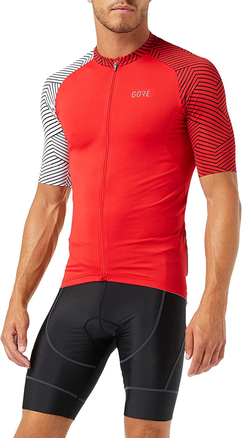 GORE WEAR Men'S Short Sleeve Cycling Jersey, C5, Sphere Blue/White Sporting Goods > Outdoor Recreation > Cycling > Cycling Apparel & Accessories Gore Bike Wear Red/White Large 