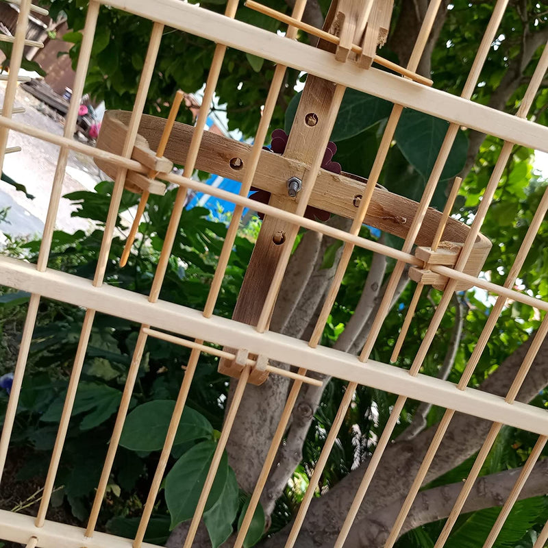 TOMYEUS Bird Cage Large Bird Cage Hanging Outdoor Indoor Square Handmade Chinese Style Aviary Cage Pet Bird Accessories Pet Supplies (Color : 32X32X44Cm)