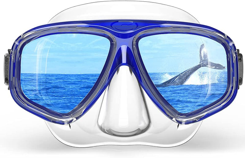 COPOZZ Youth Scuba Mask, Low Volume No Fogging Snorkeling Scuba Dive Glasses, Seal Free Diving Tempered Glass Mask Goggles, Swimming Scuba Dive Snorkeling Swim Mask Diving Goggles Mask for Men Women Sporting Goods > Outdoor Recreation > Boating & Water Sports > Swimming > Swim Goggles & Masks COPOZZ B-Blue  