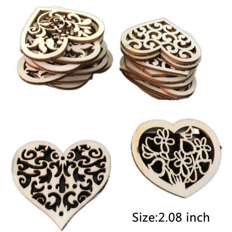 Monfince 10Pcs DIY Natural Wood Ornament Valentine'S Day Home Decor Love Heart Mixed Shape Cutouts Slice Crafts Scrapbooking Home & Garden > Decor > Seasonal & Holiday Decorations Monfince   