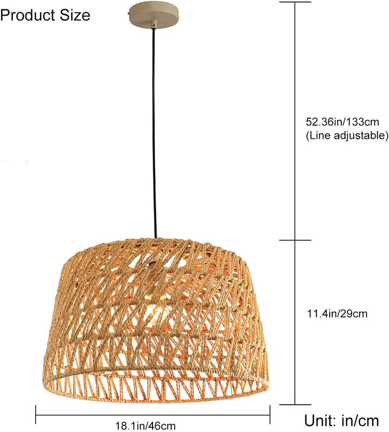 Rope Pendant Lamp - Hand Woven Linear Chandelier, Basket Light Fixture, 18"W X 18"D X 11"H, with Cord 65 Inches Home & Garden > Lighting > Lighting Fixtures Horsmile   