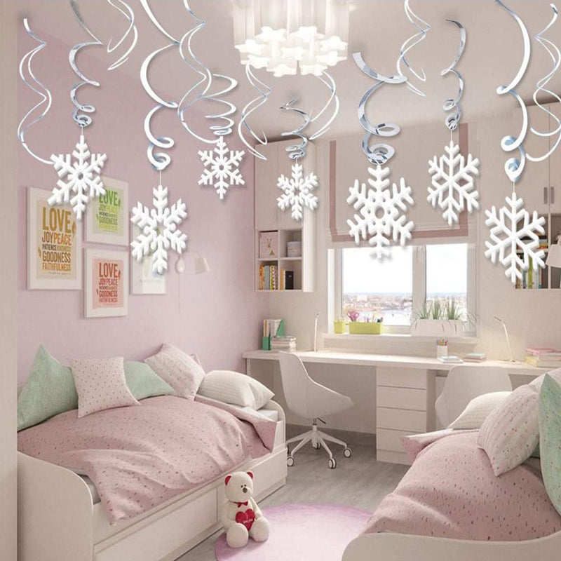 Husfou Christmas Snowflake Ornaments Hanging Swirl Decorations, 42Pcs Winter Party Wonderland Xmas Holiday Supplies Home Home & Garden > Decor > Seasonal & Holiday Decorations& Garden > Decor > Seasonal & Holiday Decorations Husfou LLC   