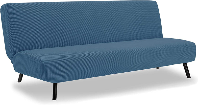 TIANSHU Stretch Futon Cover Armless Sofa Bed Cover , Anti-Slip Protector for Couch without Armrests , Spandex Jacquard Fabric Futon Slipcovers (Cyan) Home & Garden > Decor > Chair & Sofa Cushions TIANSHU Denim Blue  