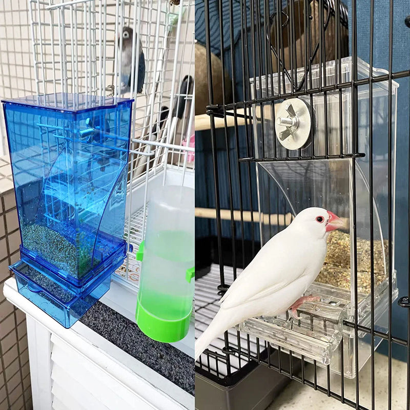 Parrot Automatic Feeder No Mess Bird Feeder Food Container Feeding Station Foraging Cage Accessories Acrylic Suitable for Parrot Cockatoo Canary Love Bird (Blue) Animals & Pet Supplies > Pet Supplies > Bird Supplies > Bird Cage Accessories > Bird Cage Food & Water Dishes Hamiledyi   