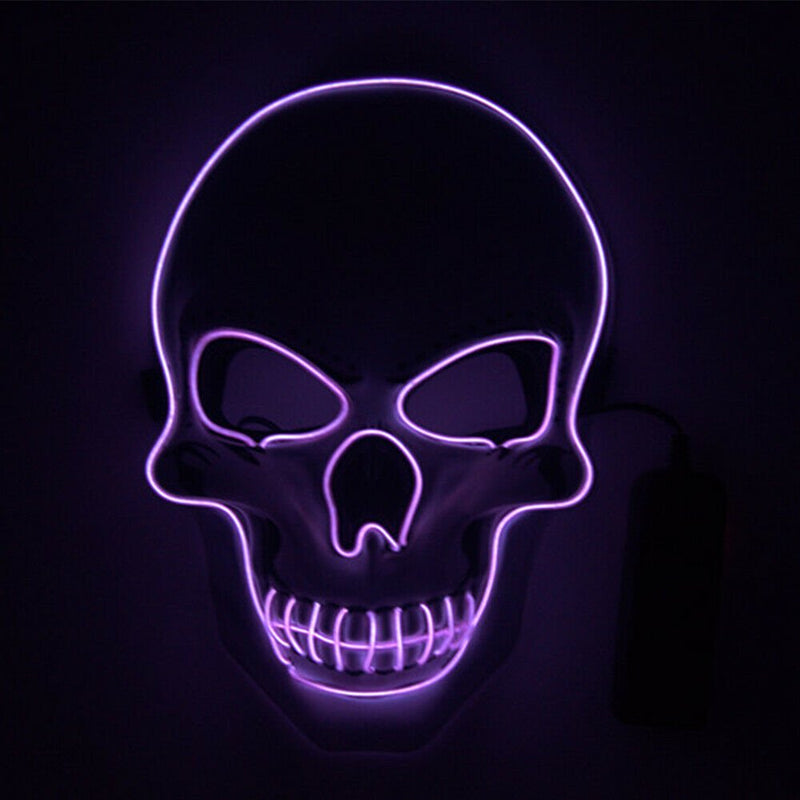 Tagital LED Scary Skull Halloween Mask Costume Cosplay EL Wire Light up Halloween Party Apparel & Accessories > Costumes & Accessories > Masks Tagital Purple  