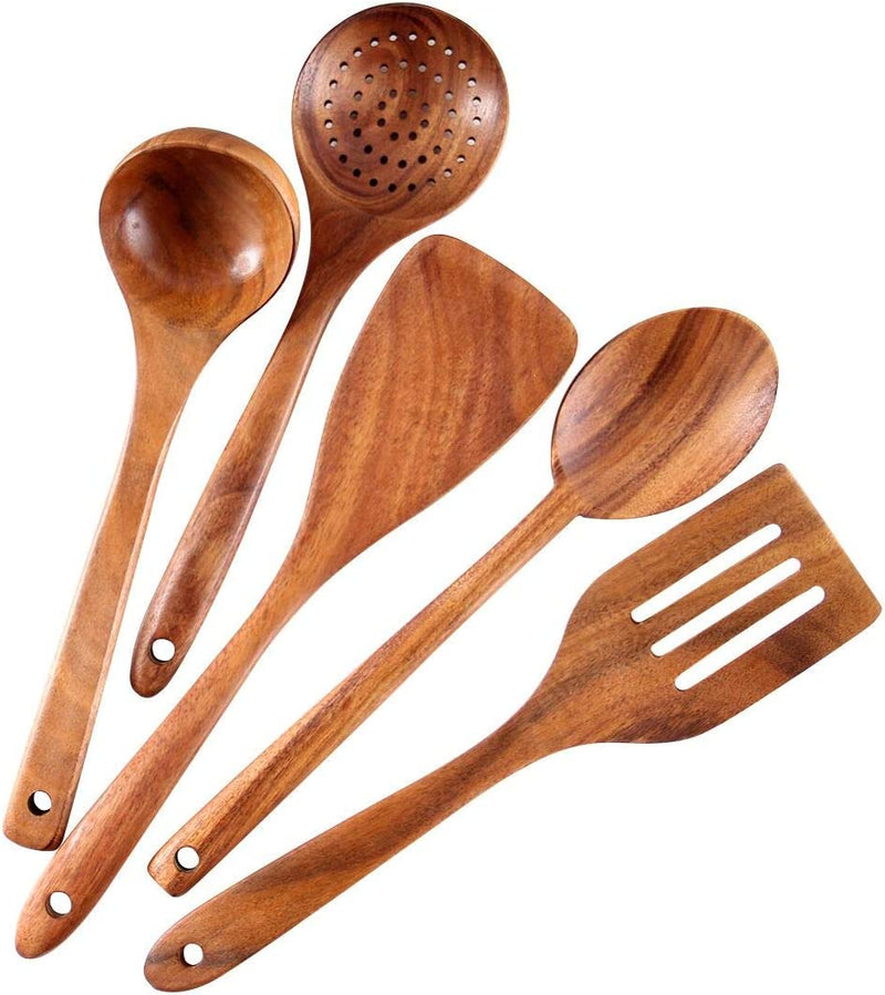 Healthy Cooking Utensils Set,Tmkit Wooden Cooking Tools and Storage Wooden Barrel- Natural Nonstick Hard Wood Spatula and Spoons - Durable Eco-Friendly and Safe Kitchen Cooking Spoon (Set of 6) Home & Garden > Kitchen & Dining > Kitchen Tools & Utensils Tmkit 5 PCS  