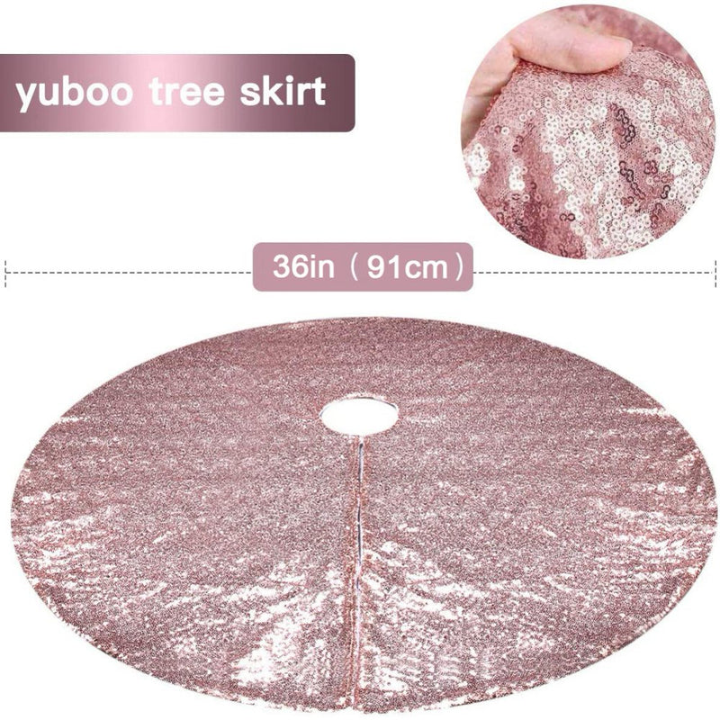 Christmas Tree Skirt,24/30/36/48" Sequin Double Layers Tree Mat Xmas Tree Decorations Home & Garden > Decor > Seasonal & Holiday Decorations > Christmas Tree Skirts Autmor 36" Pink 