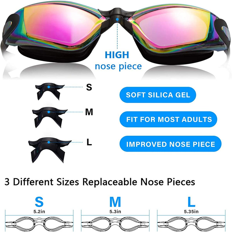 Keary 2 Pack Anti-Fog Swim Goggles for Adult Youth, Anti-Uv Waterproof Triathlon Pool Goggles with 3 Nose Pieces Sporting Goods > Outdoor Recreation > Boating & Water Sports > Swimming > Swim Goggles & Masks Keary   