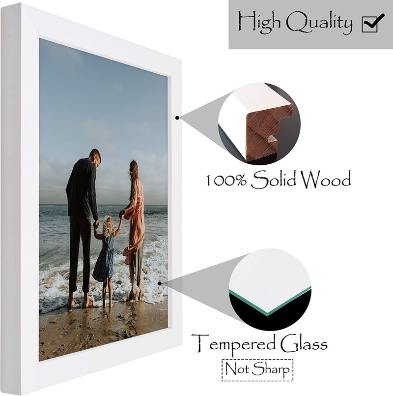 Golden State Art, 8X10 White Picture Frame Made of 100% Solid Pine Wood and Tempered Glass, Display for 8X10 Picture without Mat (Windows 7.5X9.5 Inch)-Table Top or Wall Display, 1 Pack Home & Garden > Decor > Picture Frames Golden State Art   