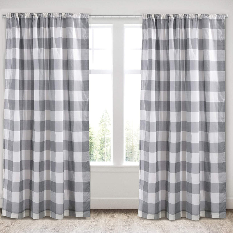Levtex Home - Camden - Drape Panel/Curtain (55X84In.) with Rod Pocket - Buffalo Check - Grey and Cream Home & Garden > Decor > Window Treatments > Curtains & Drapes Levtex Grey, Ivory Set of 2 - Drape Panels 55x84 