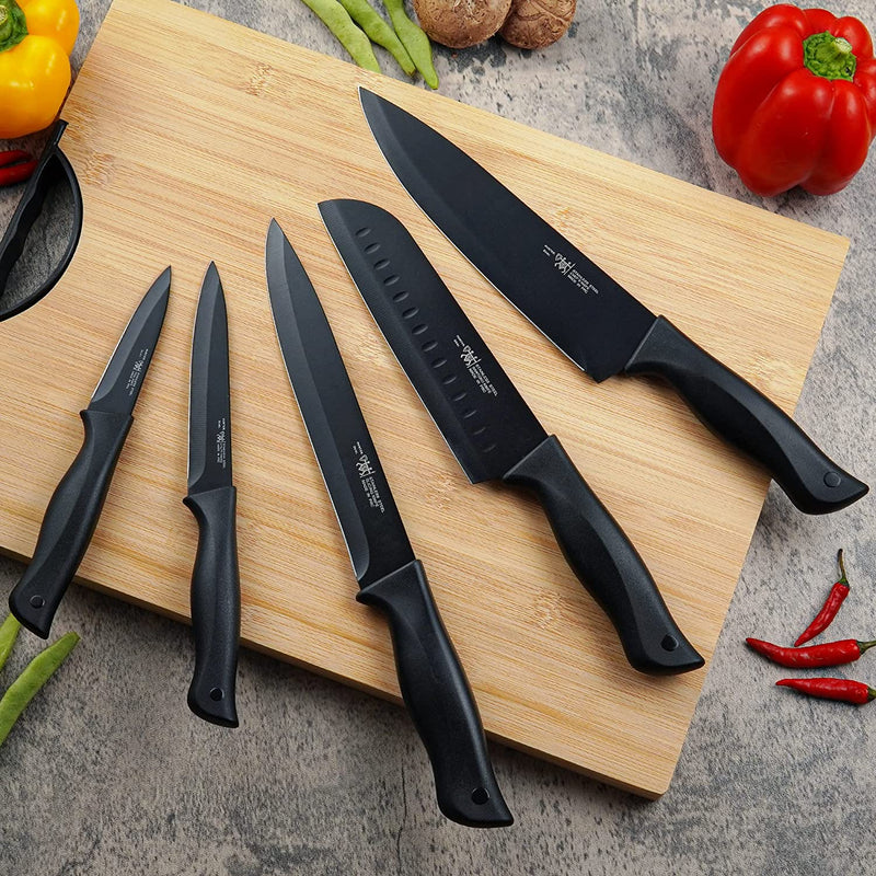 HUNTER Knife Set, Kitchen Knife Set 16PCS Black Knife Set, Knife Set with Acrylic Stand, Knife Set Dishwasher Safe, Sharp Knife Set, Elegant Black