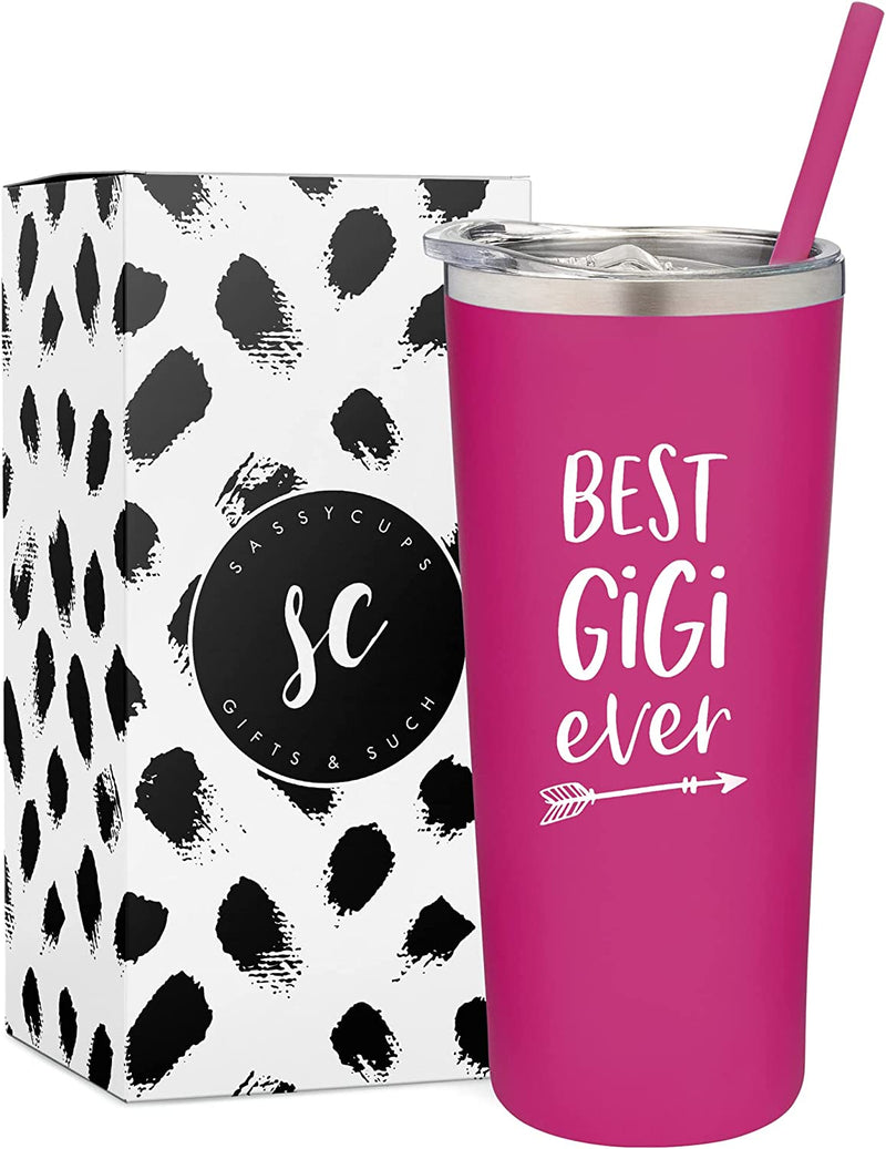 Sassycups Best Nana Ever Tumbler | 22 Ounce Engraved Mint Stainless Steel Insulated Travel Mug | Nana Tumbler | for Nana | World'S Best Nana | New Nana | Nana Birthday | Nana to Be Home & Garden > Kitchen & Dining > Tableware > Drinkware SassyCups Party Pink - Gigi  
