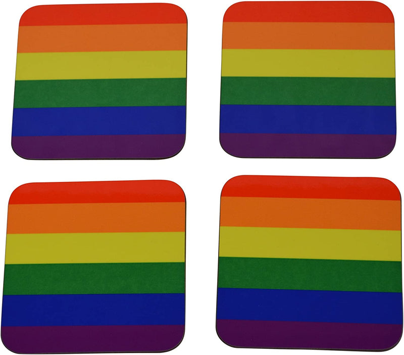 LGBT Rainbow Flag Drink Coaster Set Gift Home Kitchen Bar Barware Gay Pride