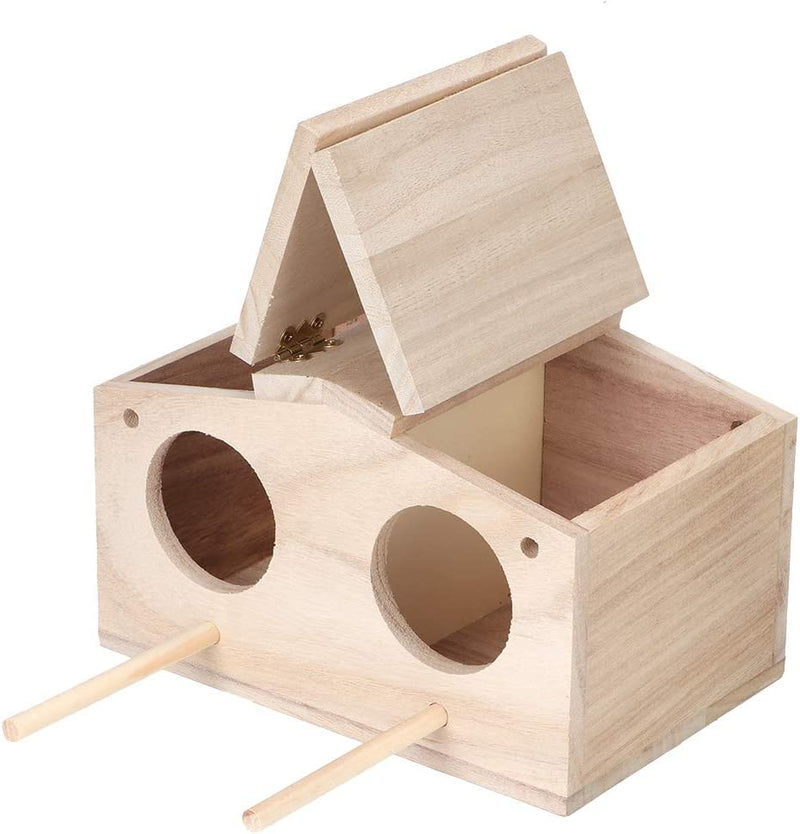 Parakeet Nesting Box, Wooden Pet Bird Nests House Cockatiel Breeding Box Cage with Perch Birdhouse Accessories for Parrots Swallows Cockatiel Lovebirds Budgie Finch, 9.1X5.1X4.9In Animals & Pet Supplies > Pet Supplies > Bird Supplies > Bird Cages & Stands Leftwei   