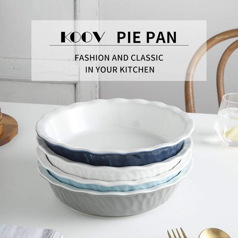KOOV Ceramic Pie Pan, 10 Inches Pie Dish, Pie Plate for Dessert Kitchen, round Baking Dish Pan for Dinner, Texture Series (Aegean) Home & Garden > Kitchen & Dining > Cookware & Bakeware KOOV   
