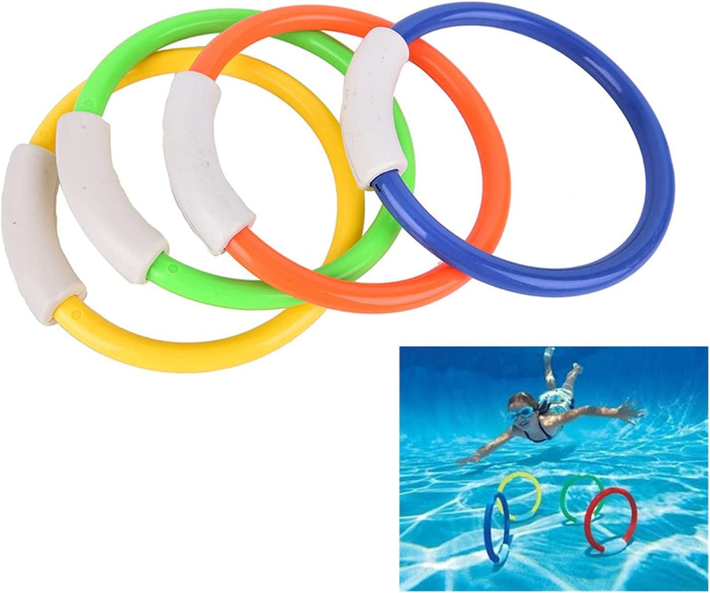 Swimming Training Equipment 4Pcs Dive Rings Swimming Pool Diving Game Kid Underwater Diving Ring Sport Diving Buoys for Children and Adults Sporting Goods > Outdoor Recreation > Boating & Water Sports > Swimming GuangPingXianChuXingWuJinBaiHuoJingYingB   