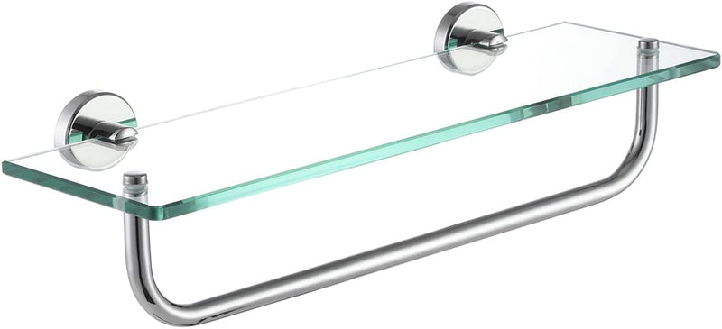 JQK Bathroom Glass Shelf Oil Rubbed Bronze, Tempered Glass Shower Storage 16 by 5 Inches, 304 Stainless Steel ORB Wall Mount, TGS101-ORB Home & Garden > Household Supplies > Storage & Organization JQK Products Chrome 16 Inch w/Bar 