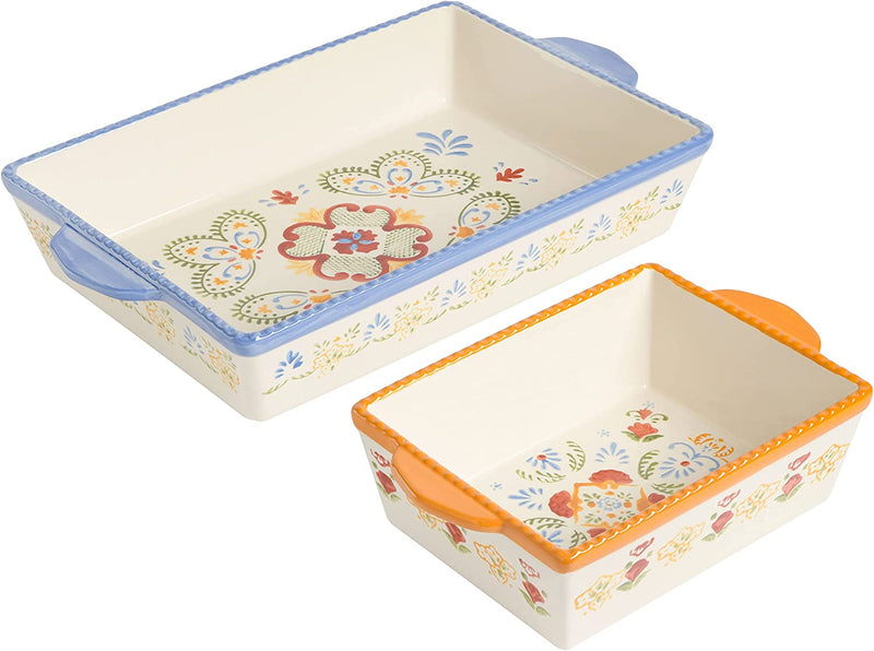 Laurie Gates by Gibson Hand Painted Tierra Mix and Match Bakeware Set, 2-Piece Bakeware Set (1.6Qt & 3.9Qt), Assorted Home & Garden > Kitchen & Dining > Cookware & Bakeware Laurie Gates Assorted 2-Piece Bakeware Set 