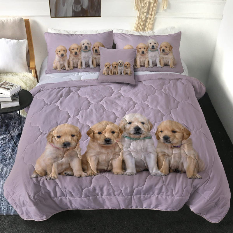 Sleepwish Valentines Day Comforter Set Pug Pink Heart Quilt Set for Queen Bed 4 Piece Dogs Pattern Quilt Sets Cute Animals Bedding Sets with 2 Pillow Shams and 1 Cushion Cover Gifts for Women Him Her Home & Garden > Linens & Bedding > Bedding Youhao 6 Queen 