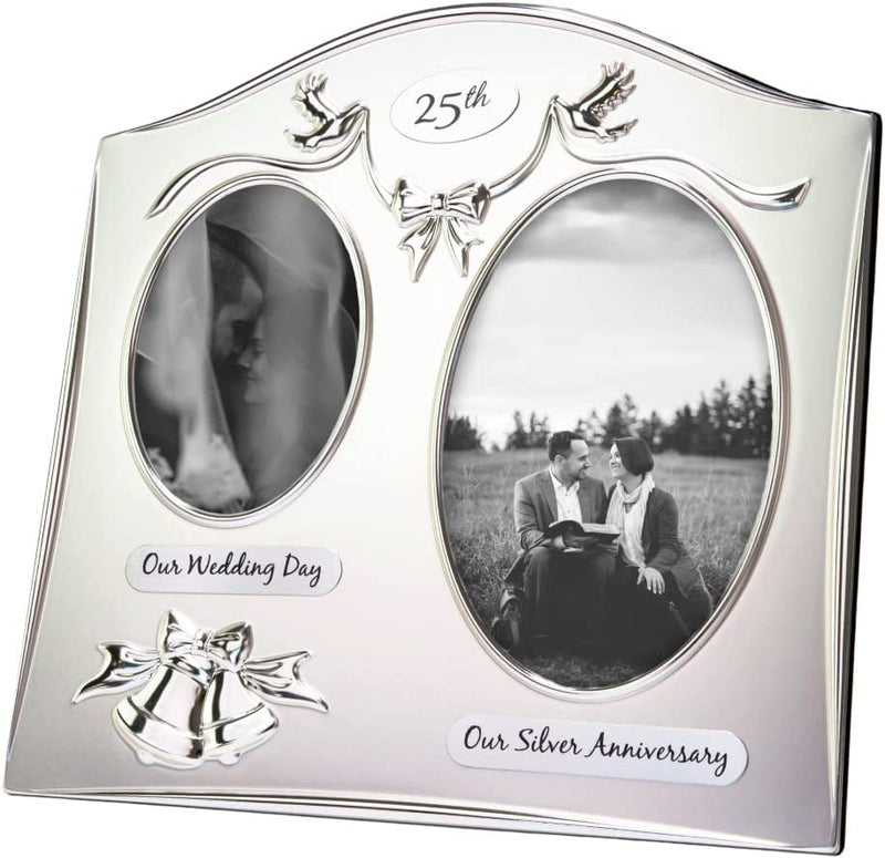 Haysom Interiors Traditional Two Tone Silver Plated 25Th Silver Anniversary Double Picture Frame Home & Garden > Decor > Picture Frames Haysom Interiors 25th  