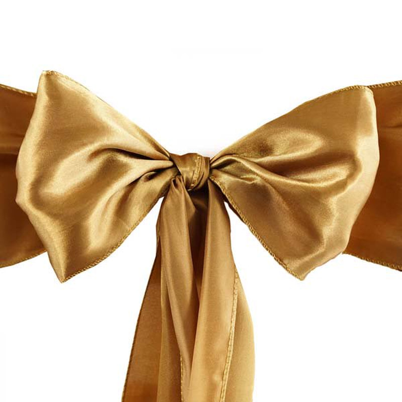 Efavormart 25Pcs Gold SATIN Chair Sashes Tie Bows for Wedding Events Decor Chair Bow Sash Party Decoration Supplies 6 X106" Arts & Entertainment > Party & Celebration > Party Supplies Efavormart.com   