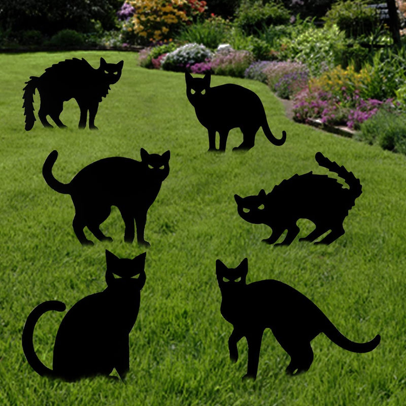 Anditoy 6 Pack Halloween Black Cat Yard Signs with Stakes Scary Silhouette Halloween Decorations for Outdoor Yard Lawn Garden Halloween Decor  Anditoy   