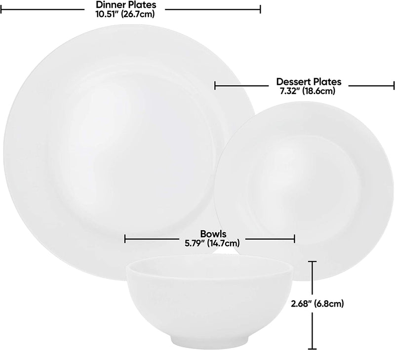 SUPER DEAL round 18-Piece White Kitchen Dinnerware Set, Service for 6, Plates and Bowls – Microwave, Oven and Dishwasher Safe Home & Garden > Kitchen & Dining > Tableware > Dinnerware SUPER DEAL   
