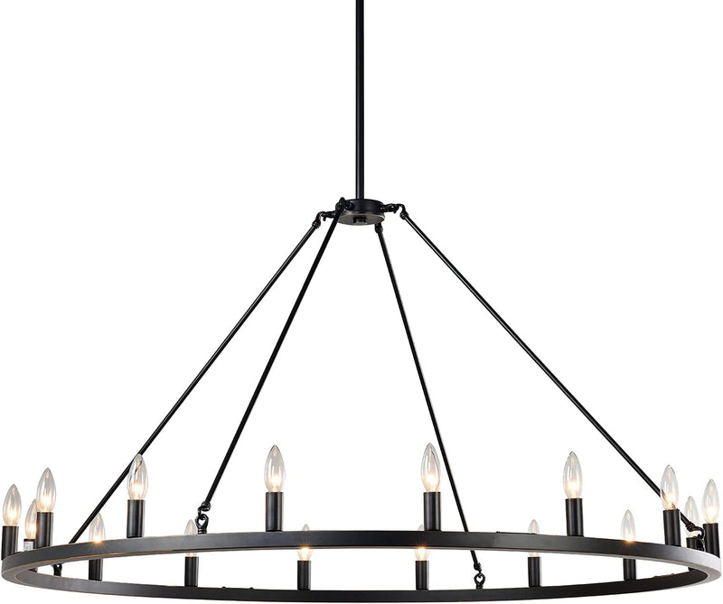7 PANDAS Rustic Vintage Rectangle Farmhouse Chandelier, 12-Lights Antique Industrial Country Style Large Pendant Light Island Light for Dining Room, Kitchen, Hallways, Entryway, Living Room, W40'' Home & Garden > Lighting > Lighting Fixtures 7 PANDAS 50" dia  