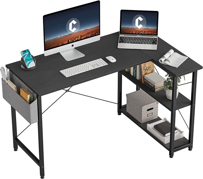 Cubicubi 47 Inch Small L Shaped Computer Desk with Storage Shelves Home Office Corner Desk Study Writing Table, White Home & Garden > Household Supplies > Storage & Organization CubiCubi Black 47 inch 