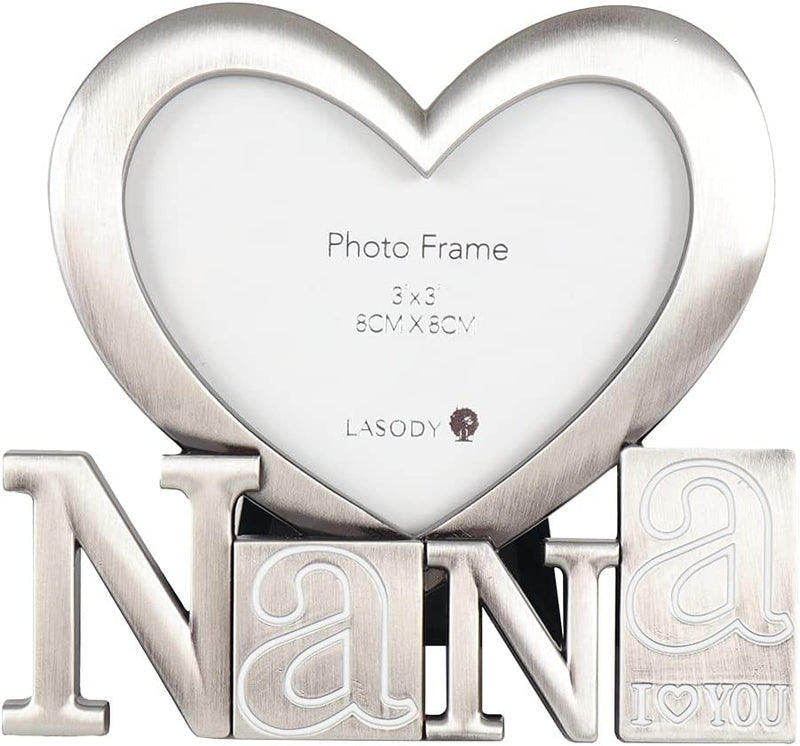 LASODY I Love You Nana Heart Picture Frame,Nana Grandma Gifts,Nana Birthday Gifts,Mother'S Day Gifts Home & Garden > Decor > Picture Frames LASODY Antique Silver(NANA Frame) 4"X3.5" 