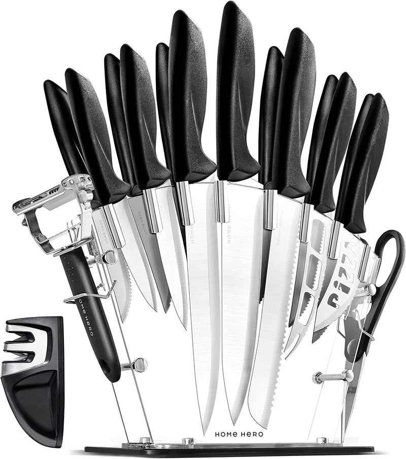 Home Hero Kitchen Knife Set - 17 Piece Chef Knife Set with Stainless Steel Knives Set for Kitchen with Accessories Home & Garden > Kitchen & Dining > Kitchen Tools & Utensils > Kitchen Knives Home Hero 17 Piece Set -Silver  
