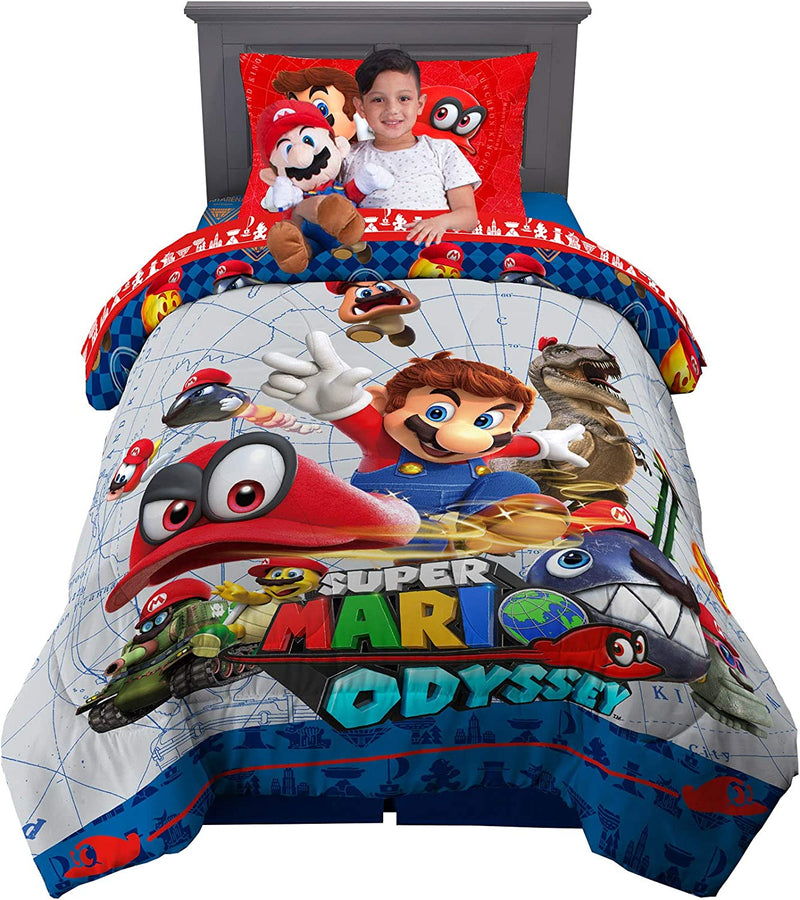 Franco Kids Bedding Comforter with Sheets and Cuddle Pillow Bedroom Set, 5 Piece Twin Size, Disney Frozen 2 Olaf Home & Garden > Linens & Bedding > Bedding Franco Mario Odyssey (5 Piece) Twin Size 