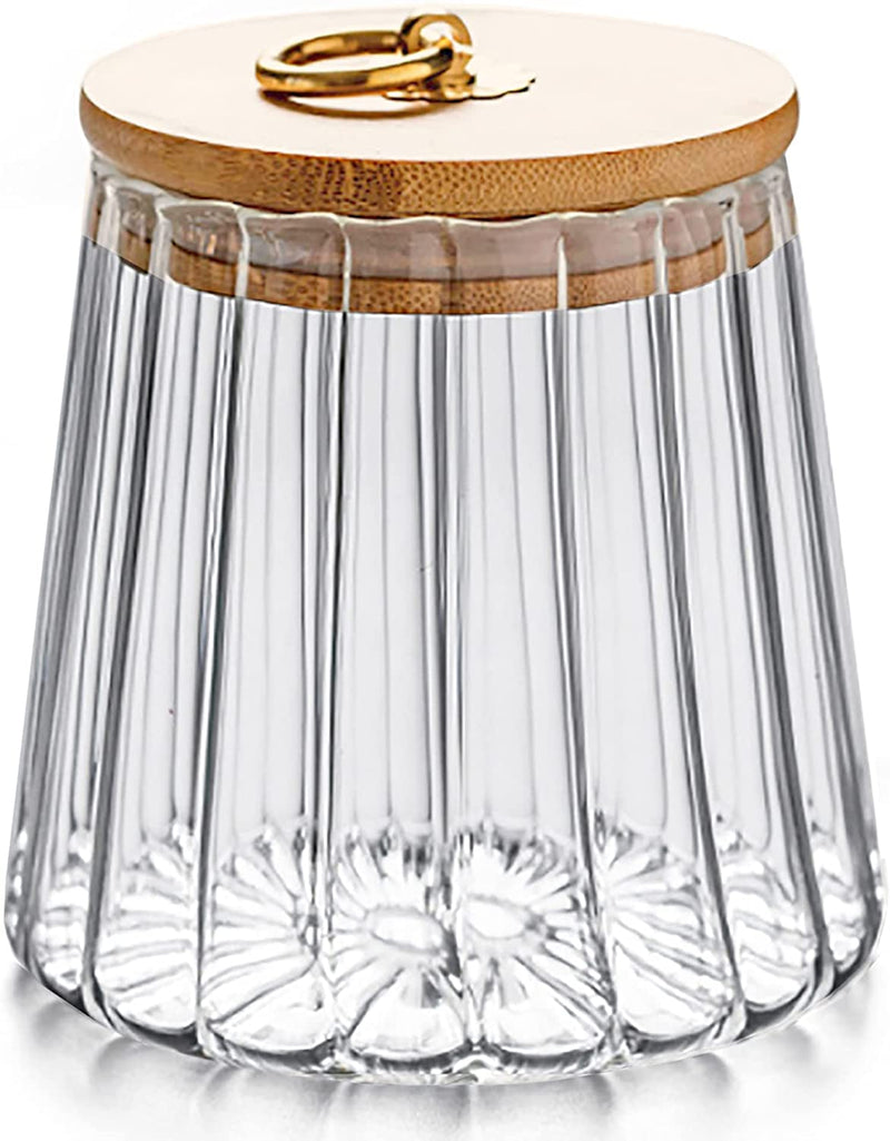 Glass Coffee Nuts Canister Airtight Storage Jar Petal Decorative Container with Bamboo Lid Metal Handle Easy to Grasp 1600Ml, 54 FL OZ (Large Conical) Home & Garden > Decor > Decorative Jars FANTESTICRYAN Large Conical  