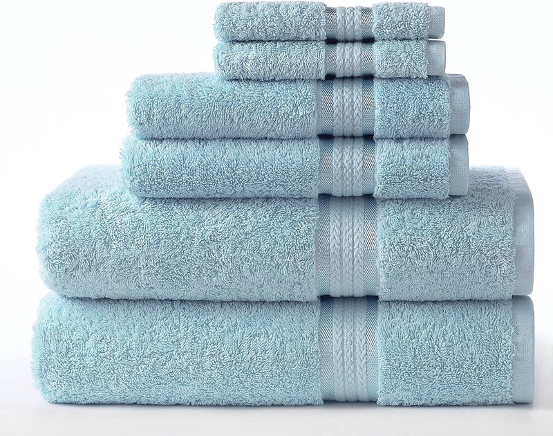 COTTON CRAFT Ultra Soft 6 Piece Towel Set - 2 Oversized Large Bath Towels,2 Hand Towels,2 Washcloths - Absorbent Quick Dry Everyday Luxury Hotel Bathroom Spa Gym Shower Pool - 100% Cotton - Charcoal Home & Garden > Linens & Bedding > Towels COTTON CRAFT Light Blue 6 Piece Towel Set 
