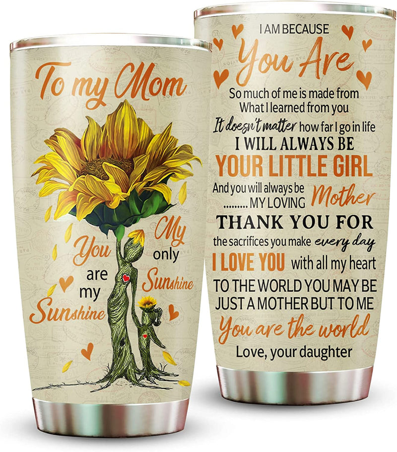 Mom Gifts from Daughters - 20Oz Stainless Steel Insulated Sunflower Mom Tumbler - Christmas, Valentine'S Day, Mom Birthday Gifts, Mothers Day Gifts from Daughter for Mom, New Mom, Bonus Mom Home & Garden > Kitchen & Dining > Tableware > Drinkware FamilyGater A Beige 1 Count (Pack of 1) 